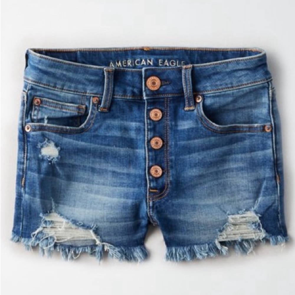 American Eagle Hi rise Shortie denim shorts